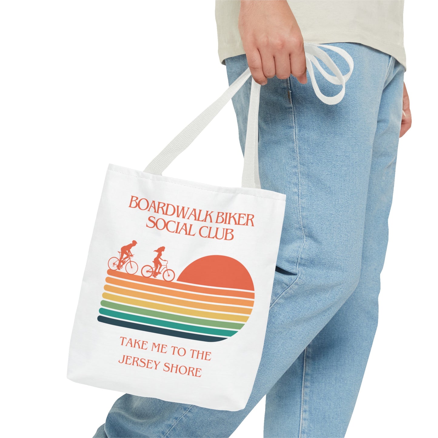 "Boardwalk Biker Social Club - Take Me to the Jersey Shore" - Tote Bag (AOP)