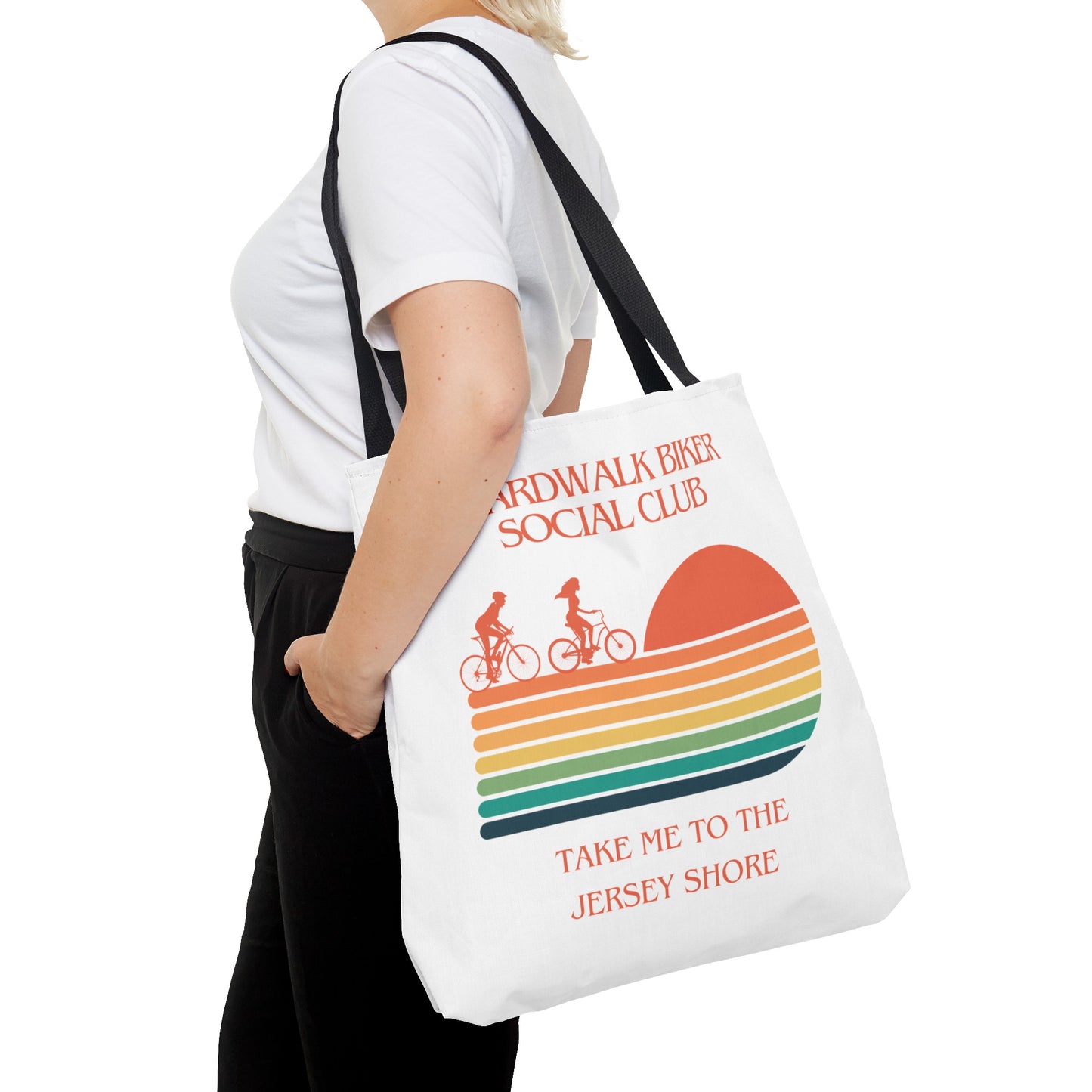 "Boardwalk Biker Social Club - Take Me to the Jersey Shore" - Tote Bag (AOP)