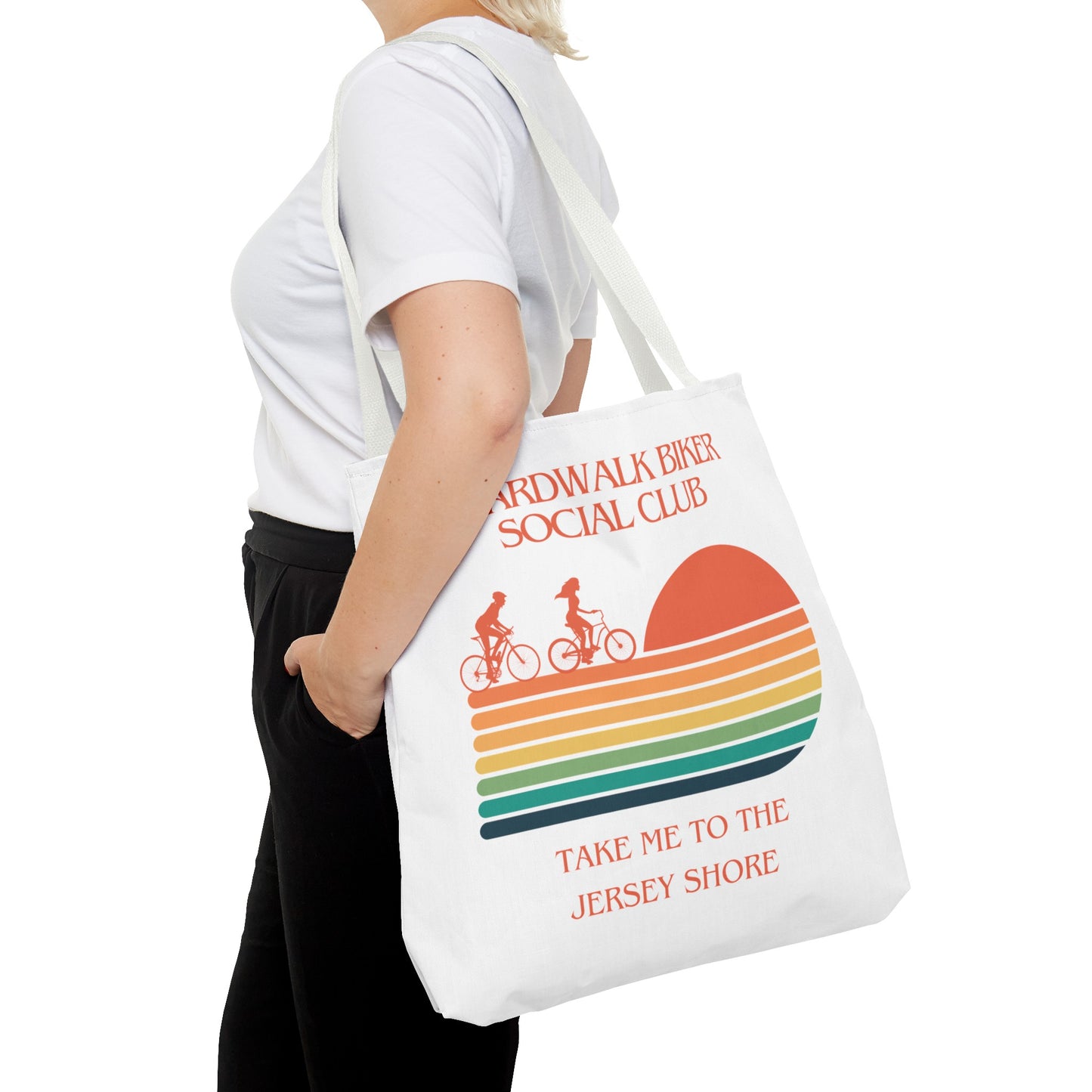 "Boardwalk Biker Social Club - Take Me to the Jersey Shore" - Tote Bag (AOP)