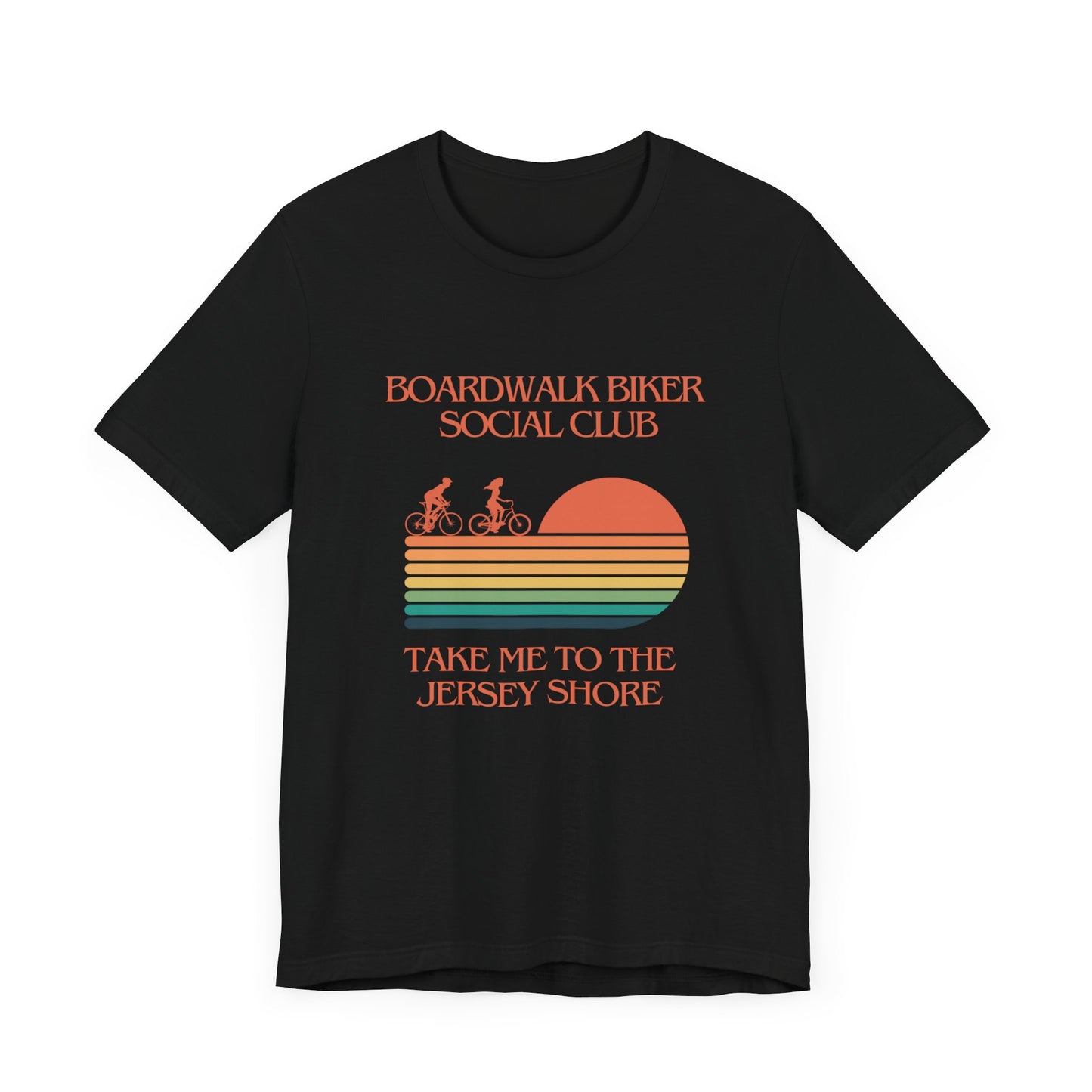 "Boardwalk Biker Social Club -- Unisex Jersey Short Sleeve Tee