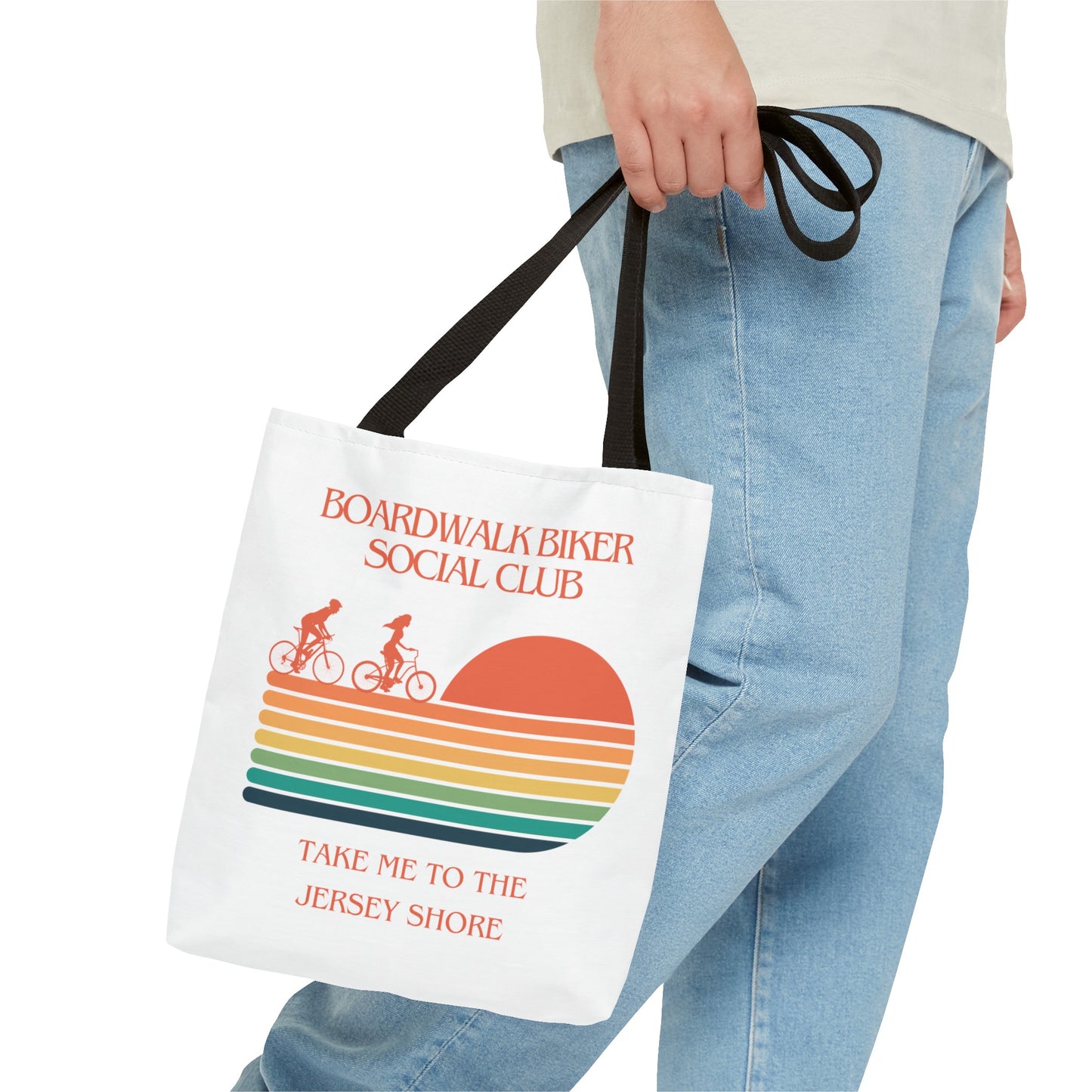 "Boardwalk Biker Social Club - Take Me to the Jersey Shore" - Tote Bag (AOP)