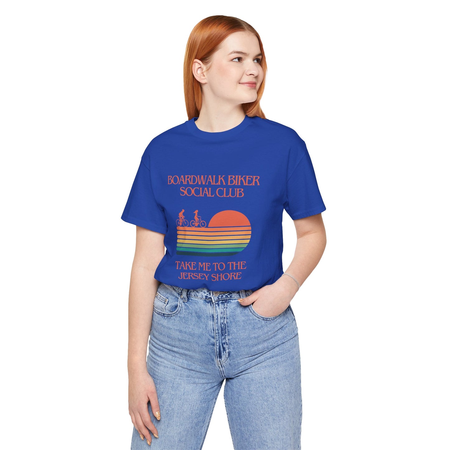 "Boardwalk Biker Social Club -- Unisex Jersey Short Sleeve Tee