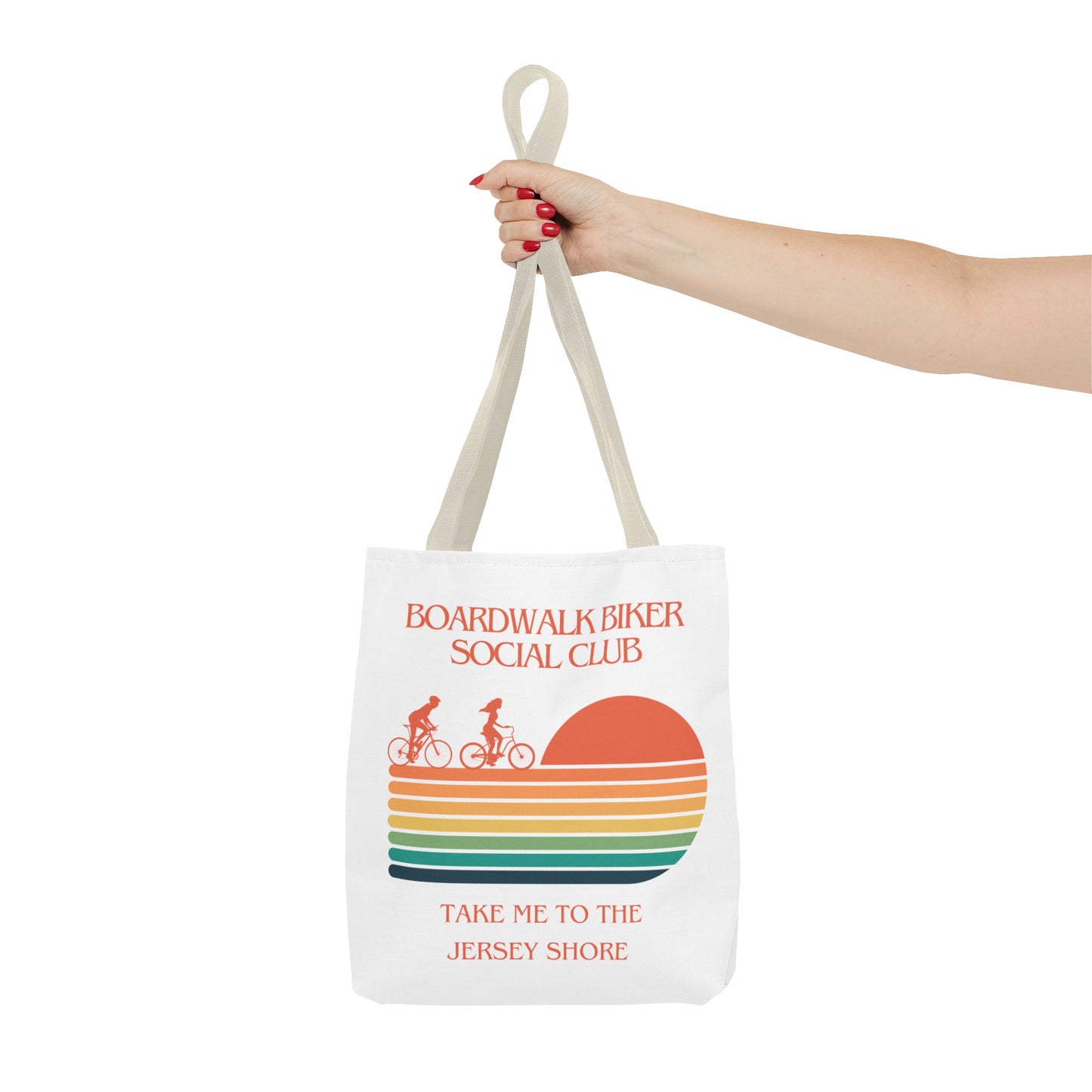 "Boardwalk Biker Social Club - Take Me to the Jersey Shore" - Tote Bag (AOP)