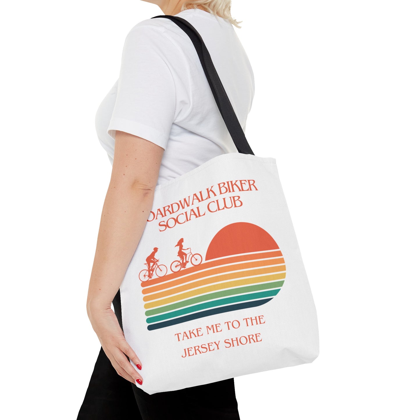 "Boardwalk Biker Social Club - Take Me to the Jersey Shore" - Tote Bag (AOP)