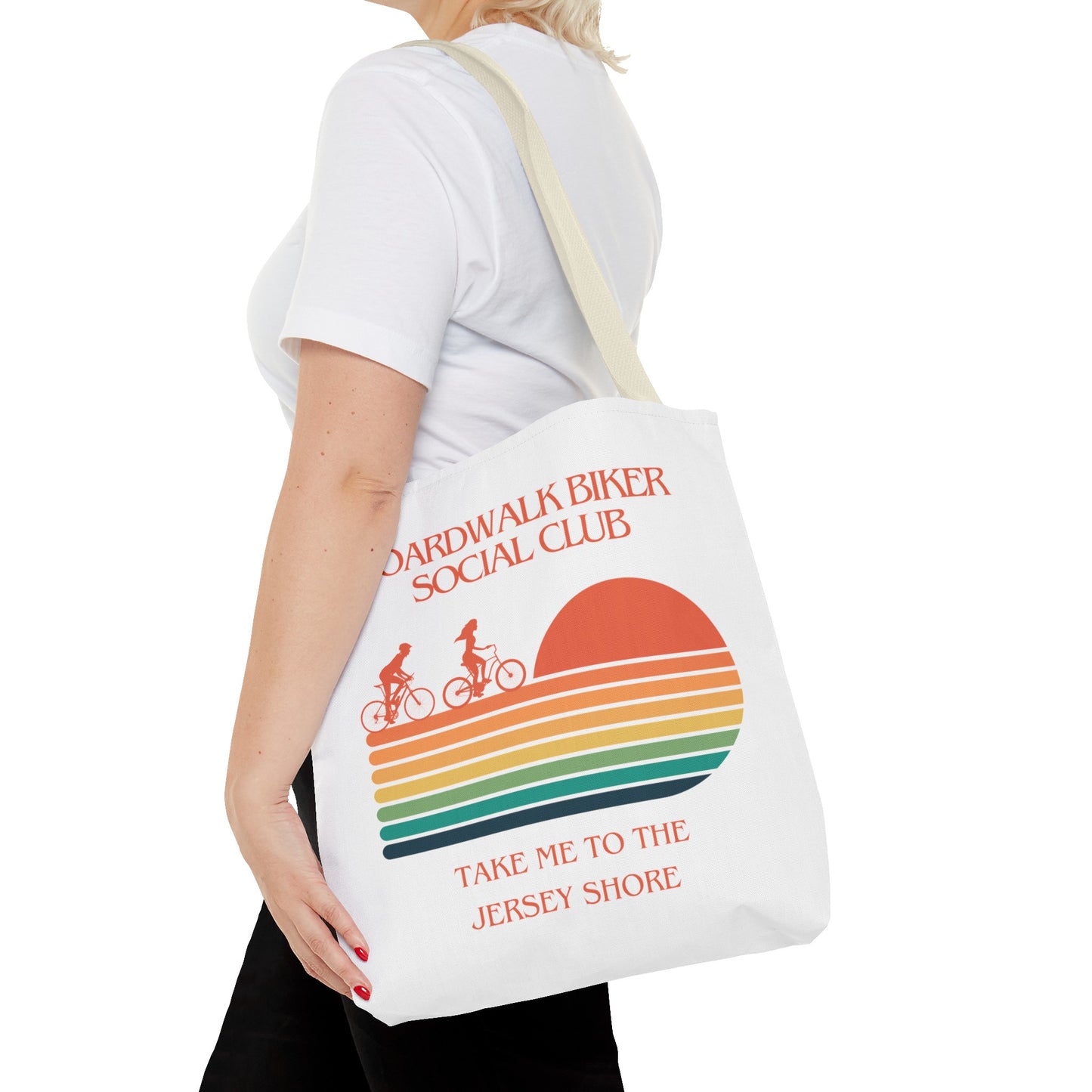 "Boardwalk Biker Social Club - Take Me to the Jersey Shore" - Tote Bag (AOP)